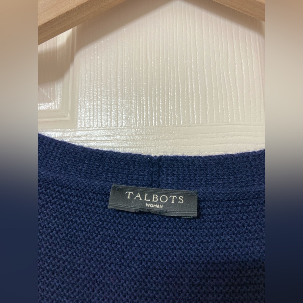 Talbots Women’s Navy Blue Scoop Neck Cotton Blend Knit Sweater Tunic XL Coastal - Picture 2 of 9